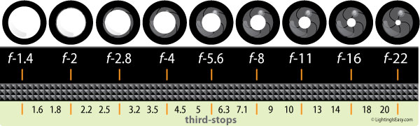 Nikon D200 f-stop chart (whole and 3rd stops only)